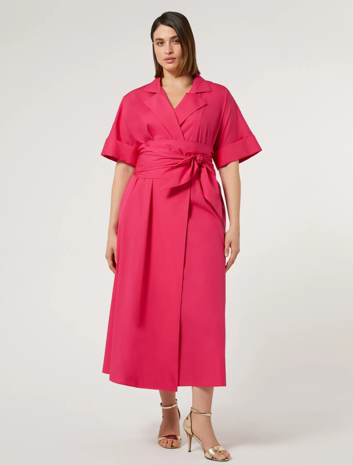 Marina Rinaldi Abiti | Abiti*Abito chemisier in popeline FUXIA