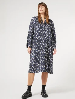 Marina Rinaldi Abiti | Abiti*Abito chemisier in twill BLUMARINO