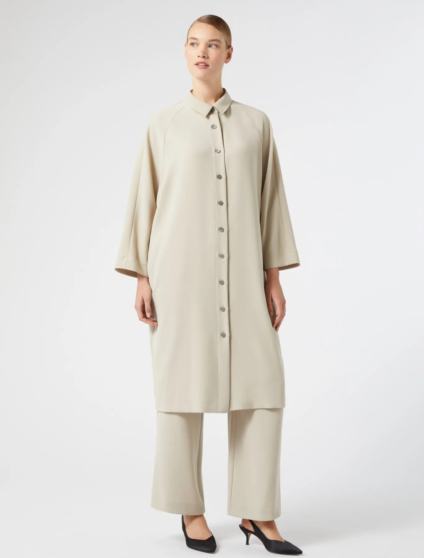 Marina Rinaldi Abiti | Abiti*Abito in crêpe envers satin BEIGE