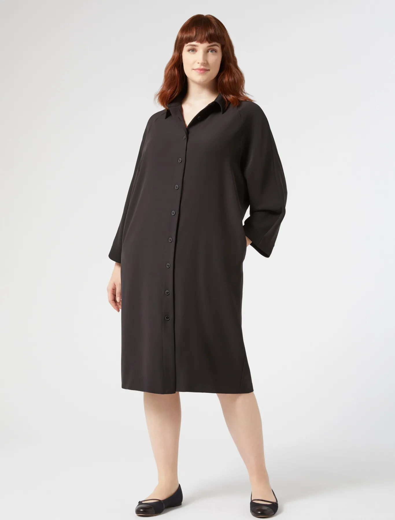 Marina Rinaldi Abiti | Abiti*Abito in crêpe envers satin NERO