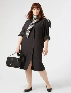 Marina Rinaldi Abiti | Abiti*Abito in crêpe envers satin NERO