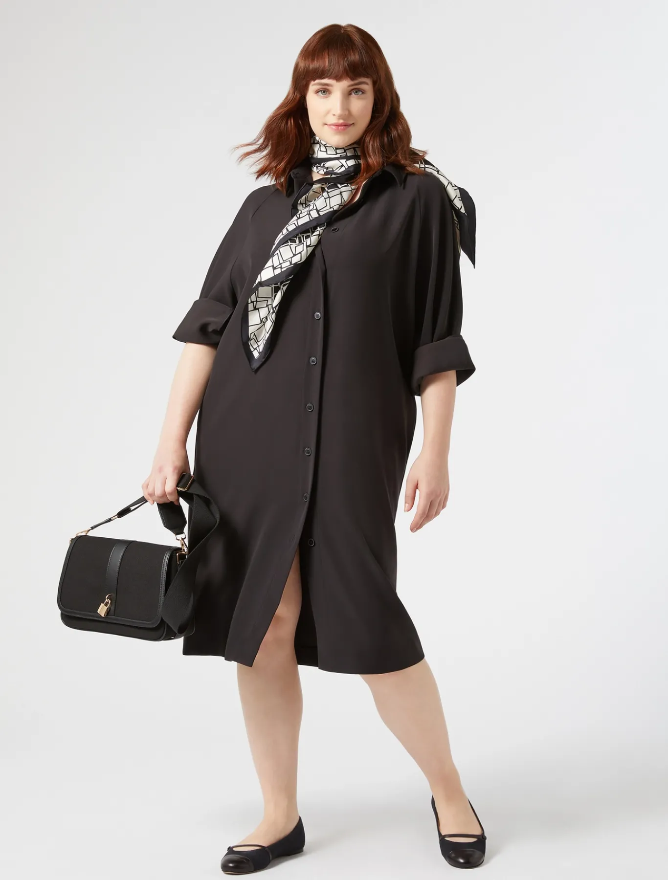 Marina Rinaldi Abiti | Abiti*Abito in crêpe envers satin NERO