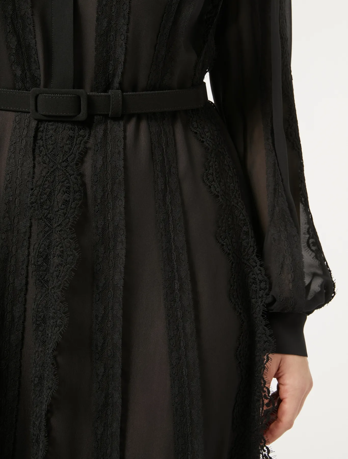 Marina Rinaldi Marina Rinaldi By Zuhair Murad*Abito in georgette di seta e pizzo NERO