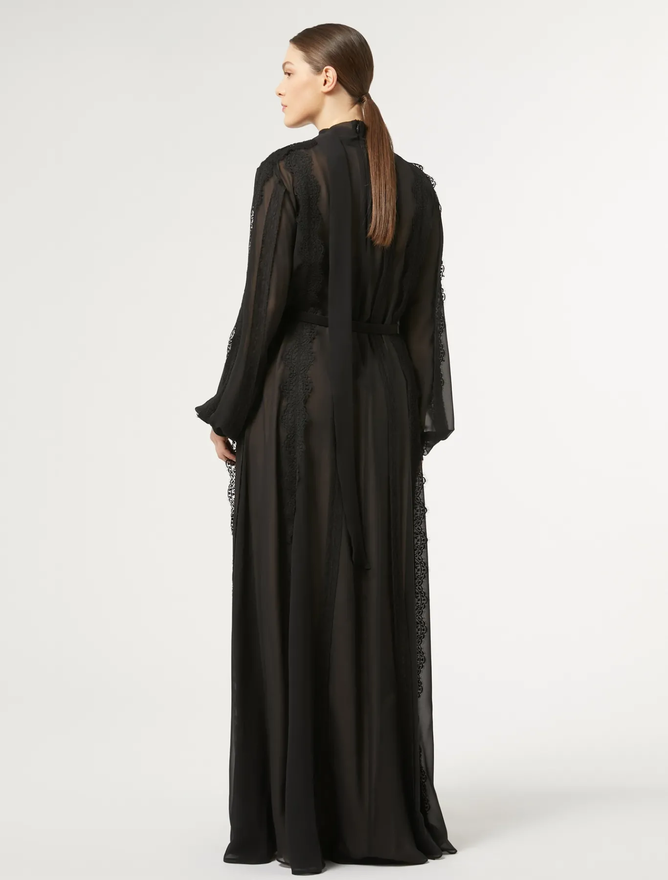 Marina Rinaldi Marina Rinaldi By Zuhair Murad*Abito in georgette di seta e pizzo NERO