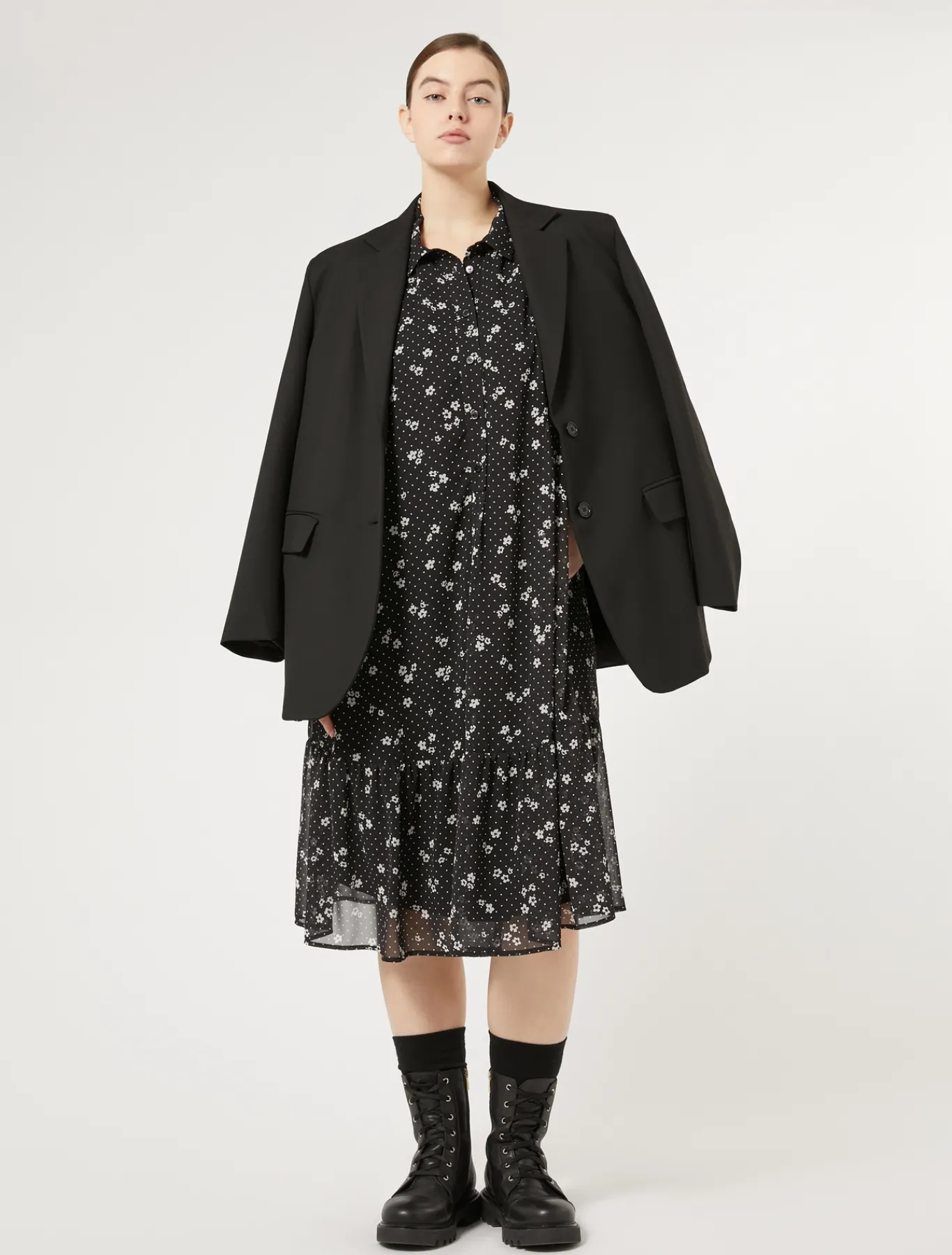 Marina Rinaldi Abiti | Abiti*Abito in georgette stampata NERO