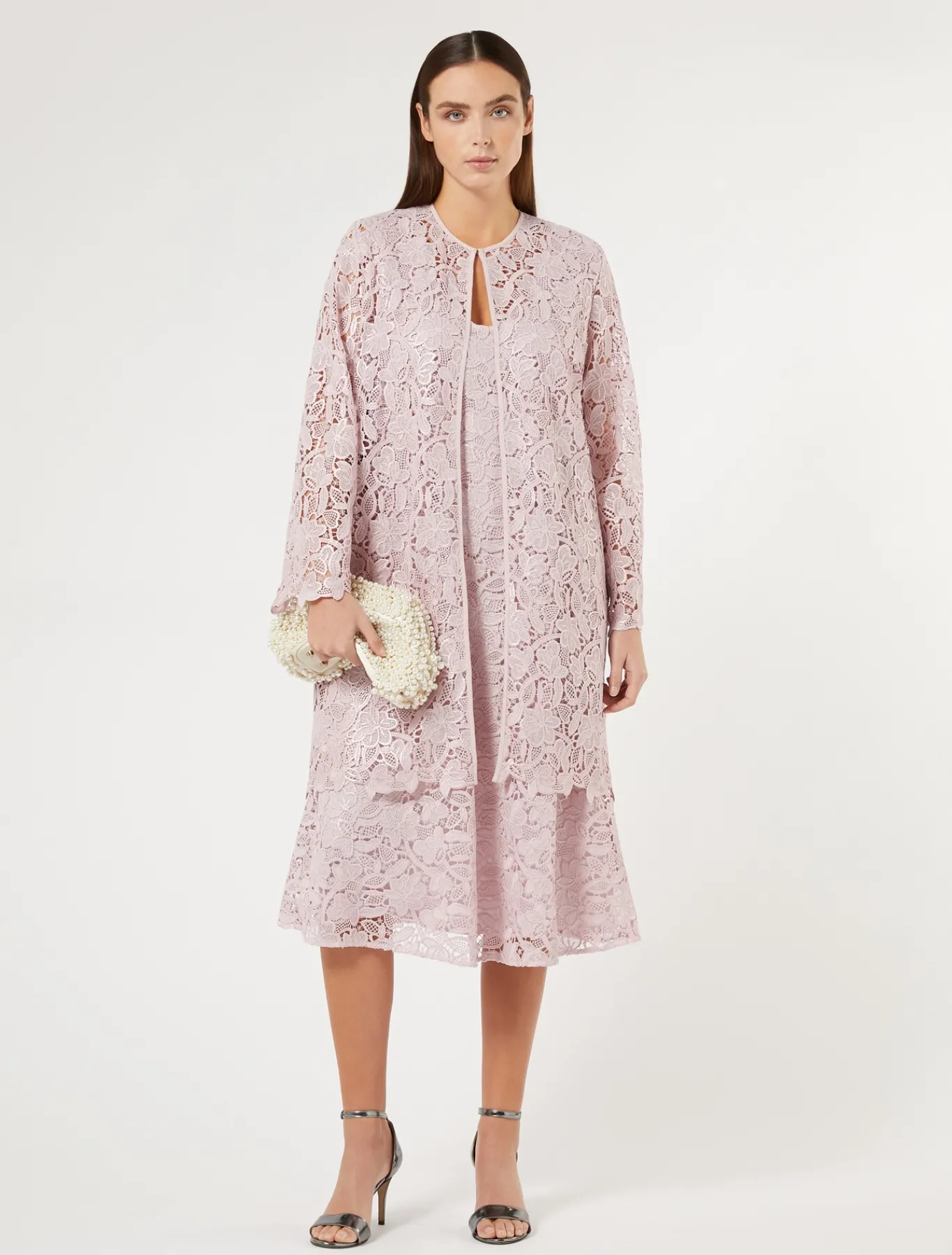 Marina Rinaldi Abiti | Abiti*Abito in pizzo laminato ROSA