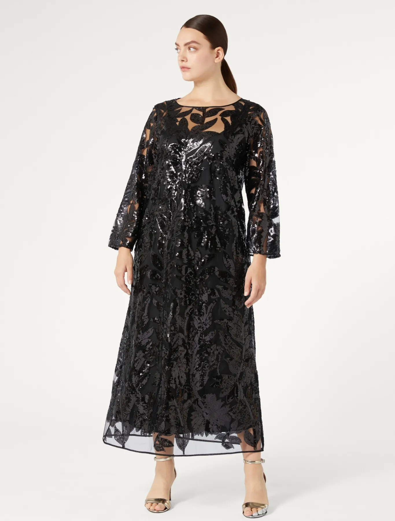 Marina Rinaldi Abiti | Abiti*Abito in tulle con paillettes NERO