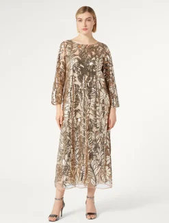 Marina Rinaldi Abiti | Abiti*Abito in tulle con paillettes BEIGE