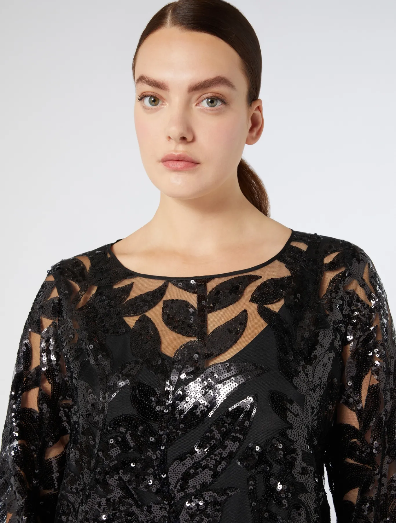 Marina Rinaldi Abiti | Abiti*Abito in tulle con paillettes NERO