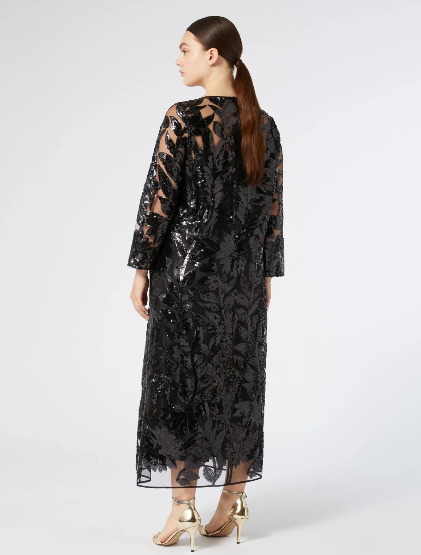 Marina Rinaldi Abiti | Abiti*Abito in tulle con paillettes NERO