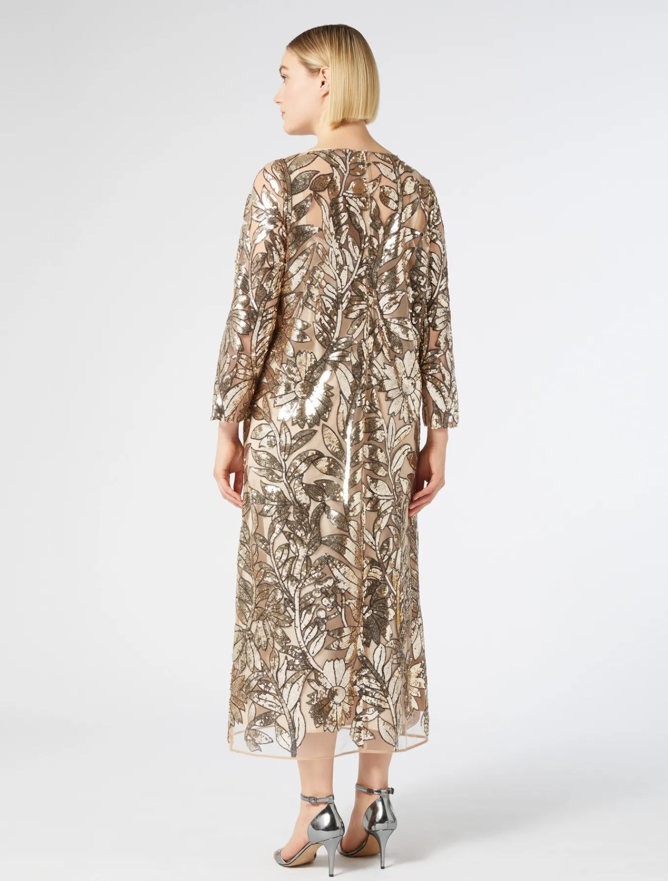 Marina Rinaldi Abiti | Abiti*Abito in tulle con paillettes BEIGE