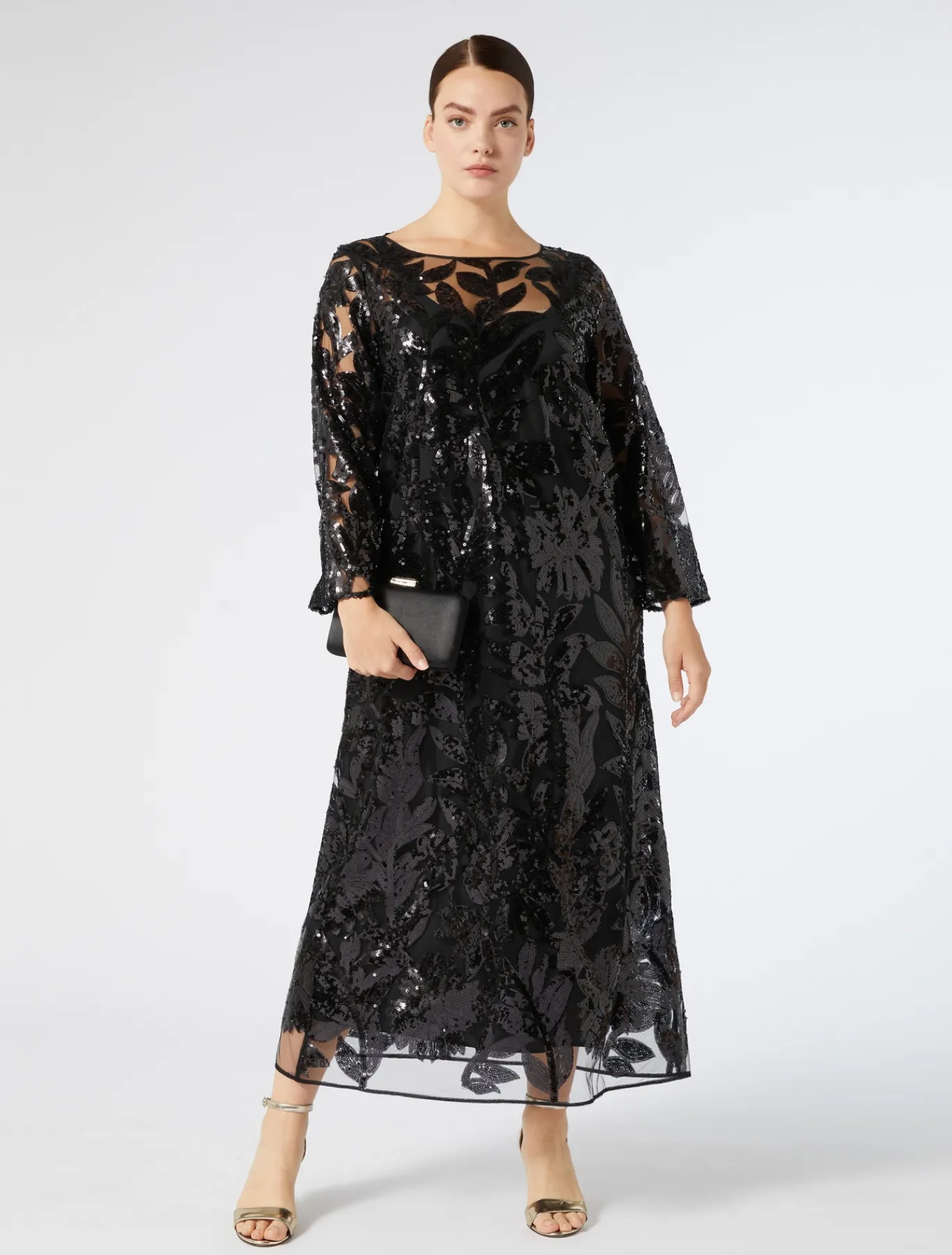 Marina Rinaldi Abiti | Abiti*Abito in tulle con paillettes NERO