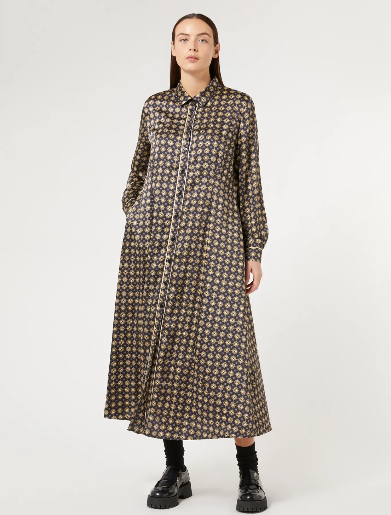 Marina Rinaldi Abiti | Abiti*Abito in twill stampato BLUNOTTE