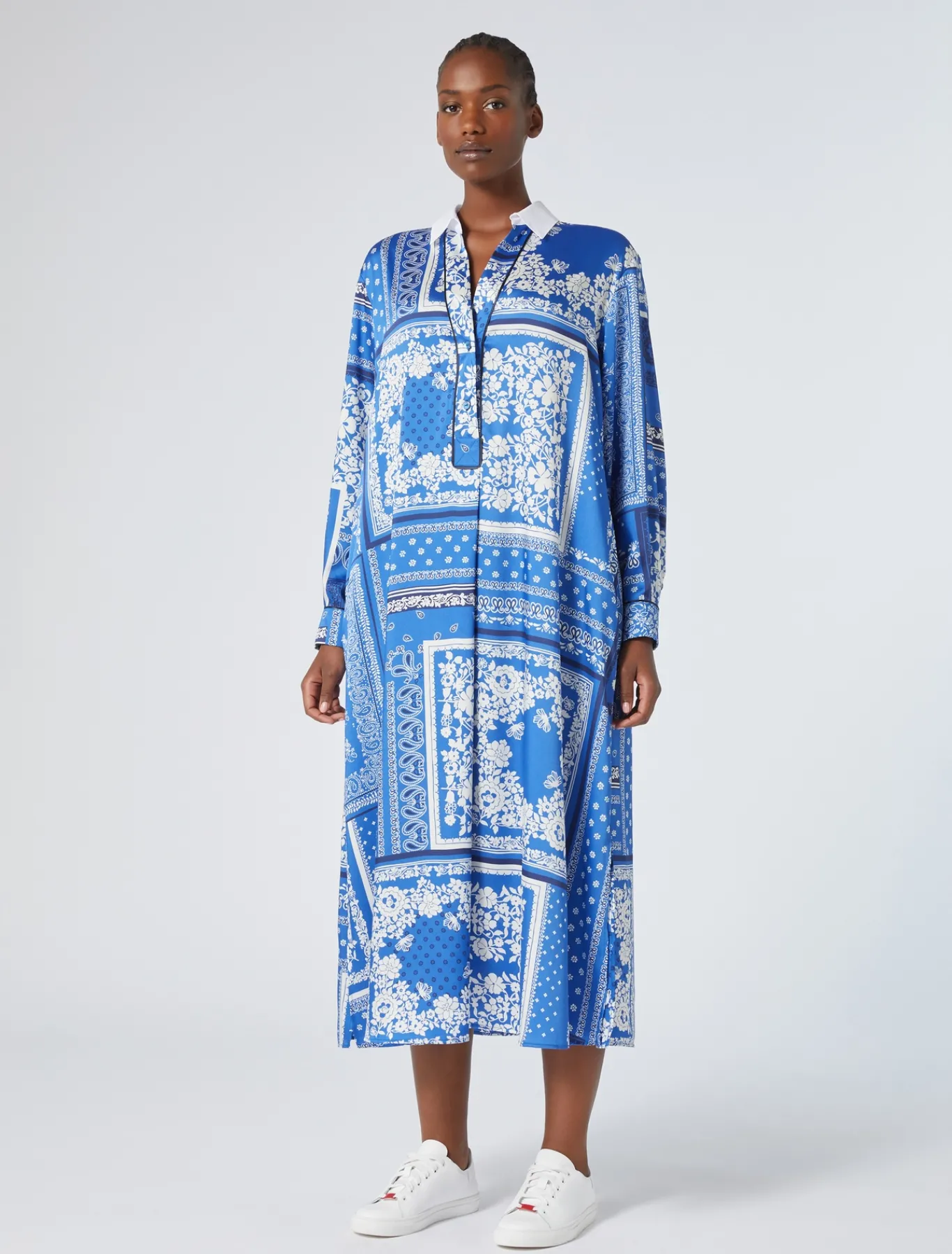 Marina Rinaldi Abiti | Abiti*Abito in twill stampato AZZURRO