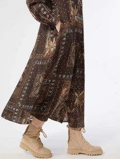 Marina Rinaldi Abiti | Abiti*Abito in twill stampato MARRONEBORDEAUX