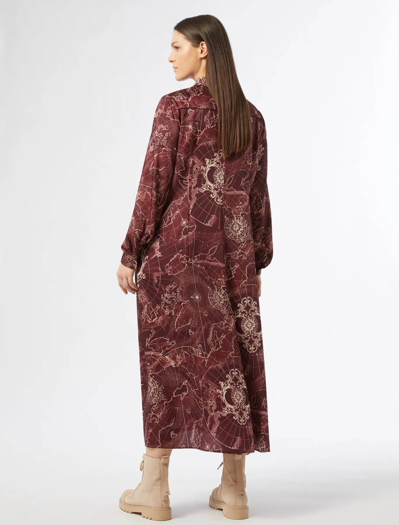 Marina Rinaldi Abiti | Abiti*Abito in twill stampato BORDEAUX