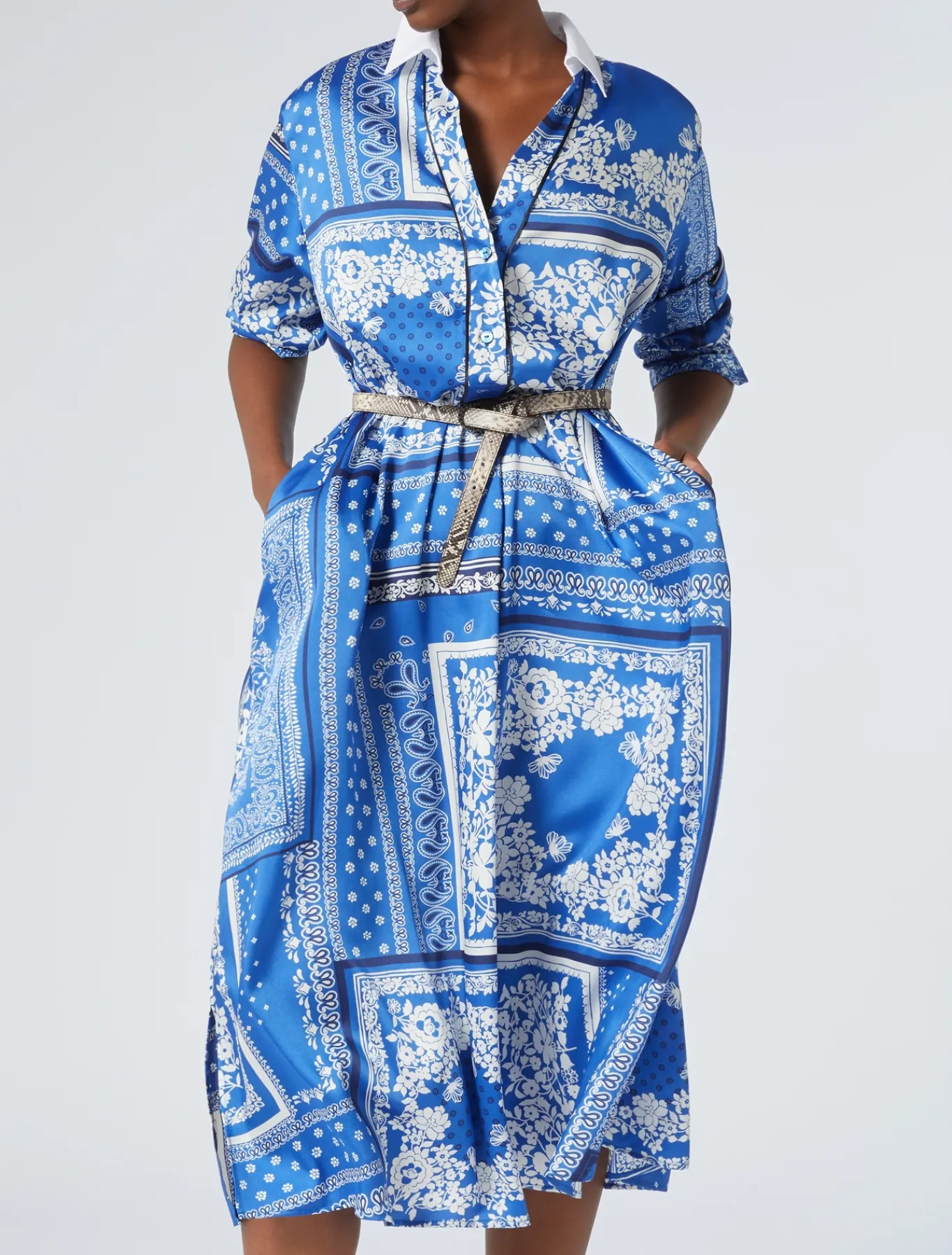 Marina Rinaldi Abiti | Abiti*Abito in twill stampato AZZURRO