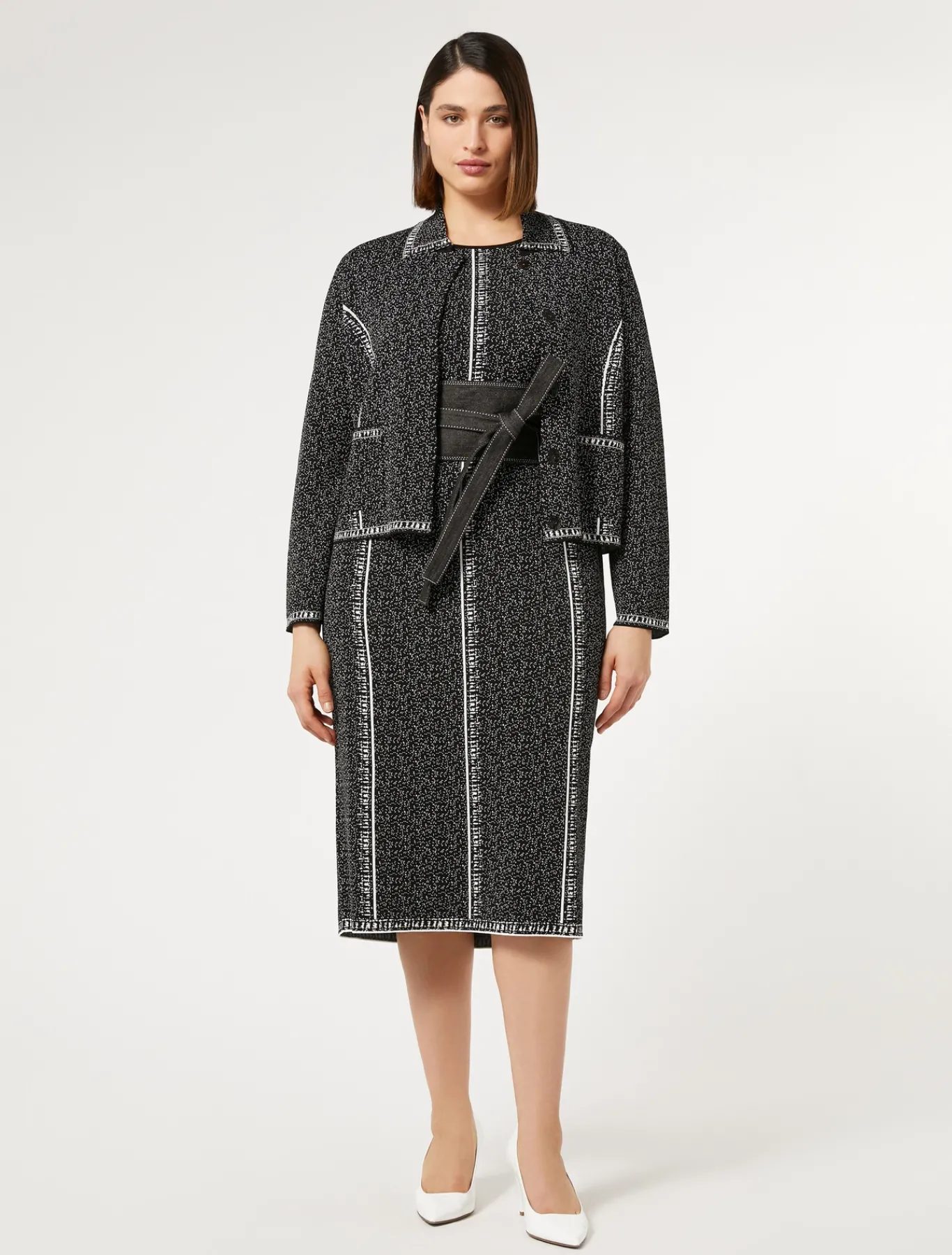 Marina Rinaldi Abiti | Abiti*Abito in viscosa jacquard NEROBIANCO