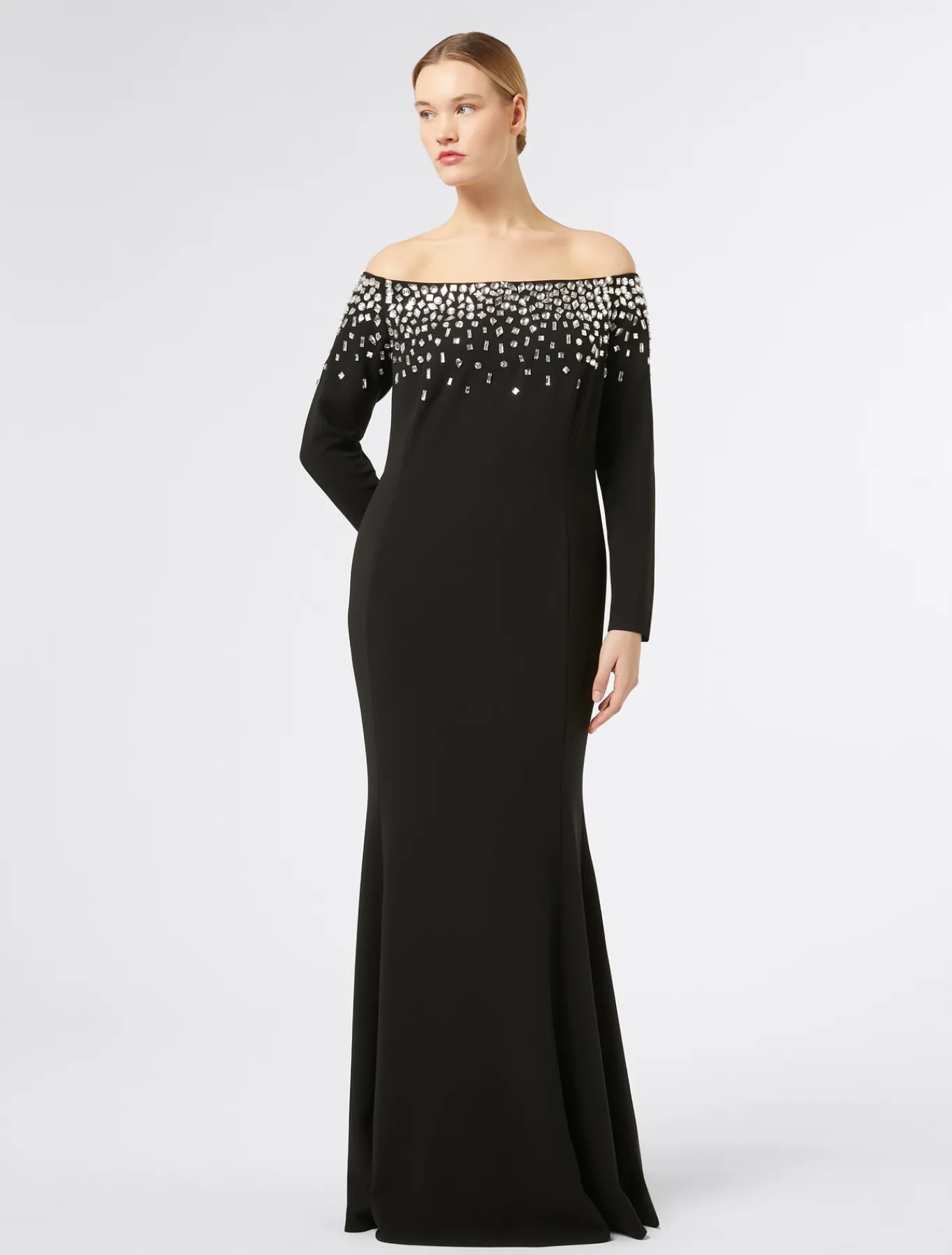 Marina Rinaldi Marina Rinaldi By Zuhair Murad*Abito lungo in cady con ricamo NERO