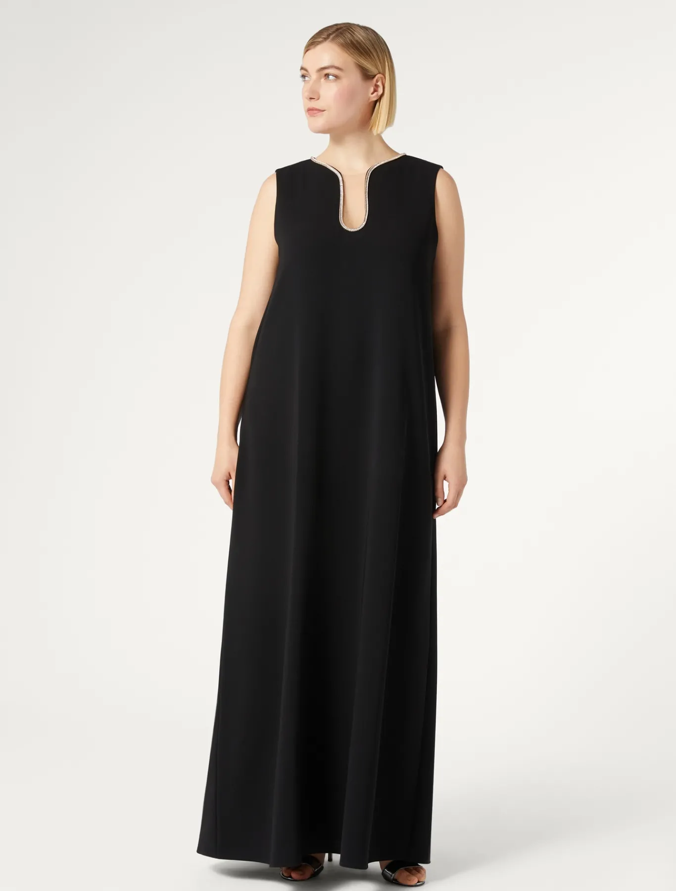Marina Rinaldi Abiti | Abiti*Abito lungo in cady con strass NERO