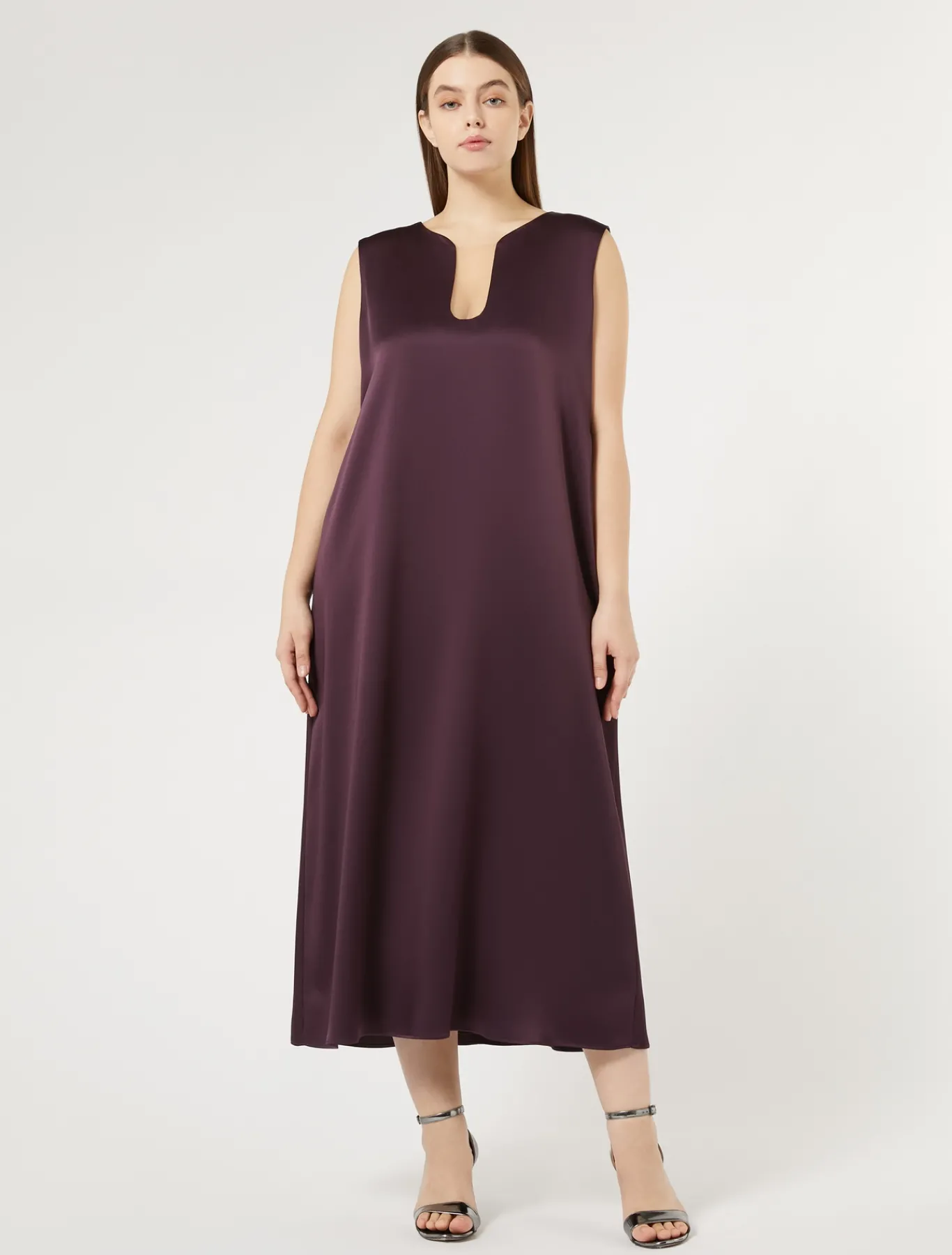 Marina Rinaldi Abiti | Abiti*Abito lungo in crêpe envers satin BORDEAUX