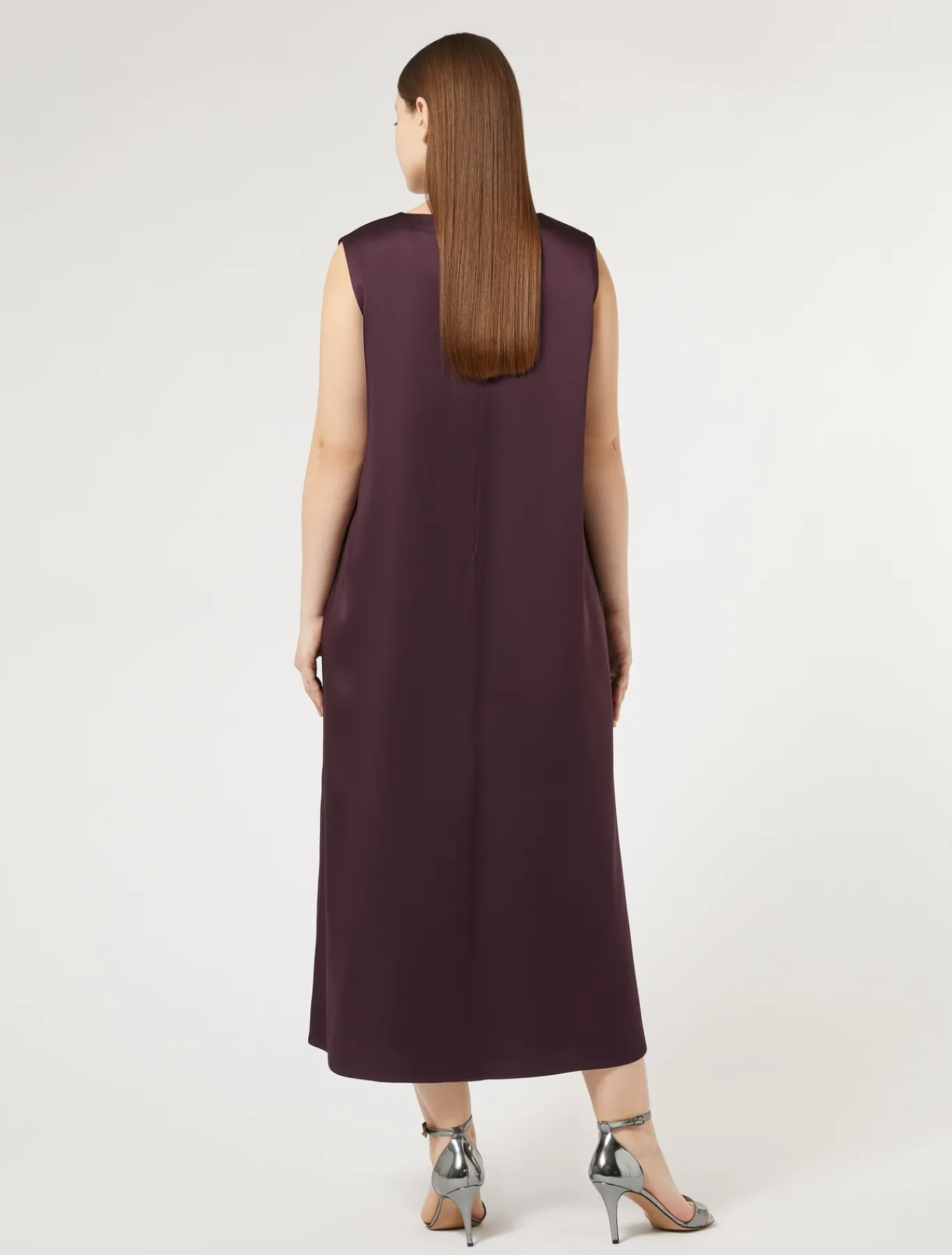 Marina Rinaldi Abiti | Abiti*Abito lungo in crêpe envers satin BORDEAUX