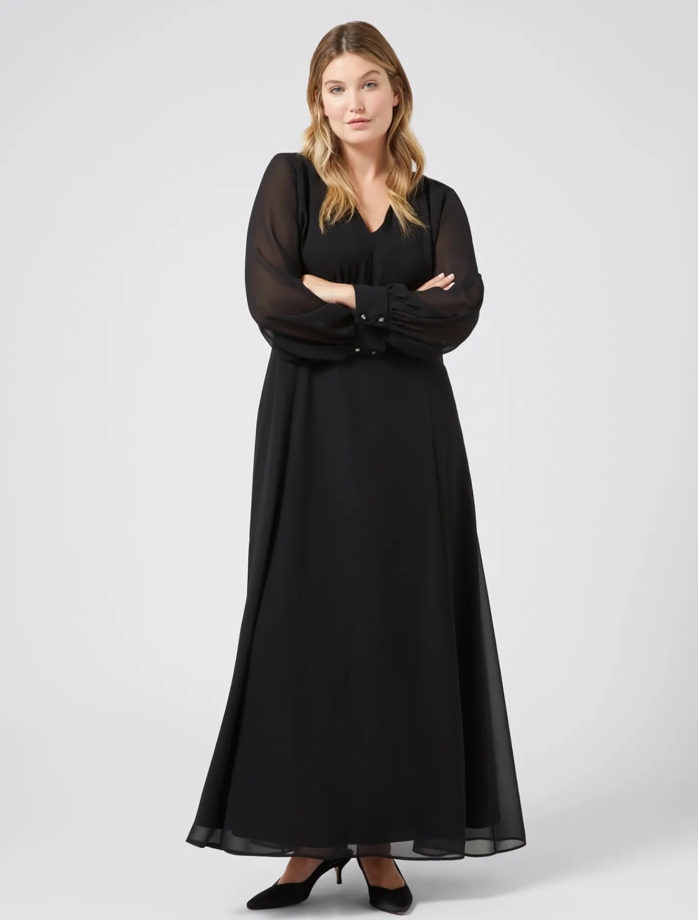Marina Rinaldi Abiti | Abiti*Abito lungo in crêpe georgette NERO