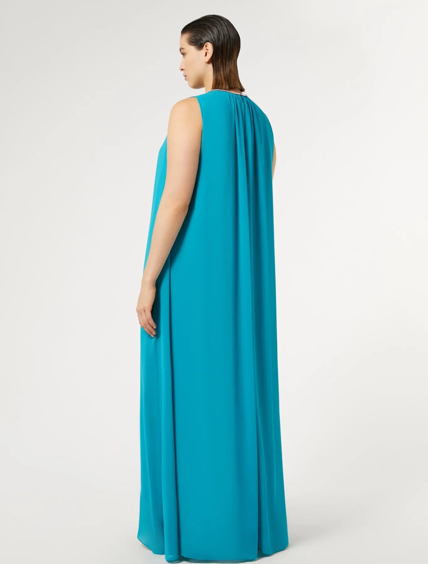 Marina Rinaldi Abiti | Collezione Elegante*Abito lungo in crêpe georgette TURCHESE