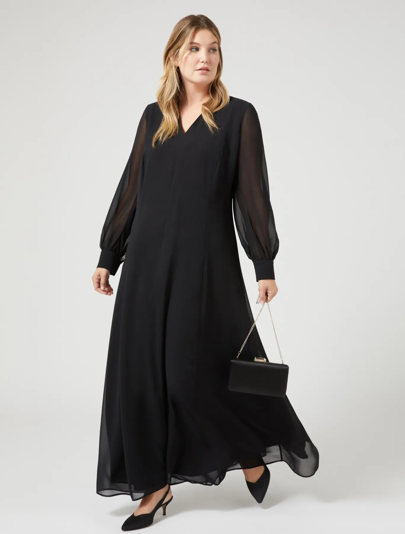 Marina Rinaldi Abiti | Abiti*Abito lungo in crêpe georgette NERO