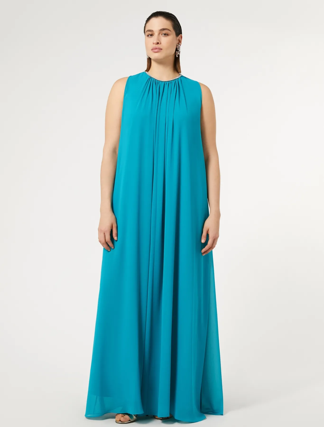 Marina Rinaldi Abiti | Collezione Elegante*Abito lungo in crêpe georgette TURCHESE