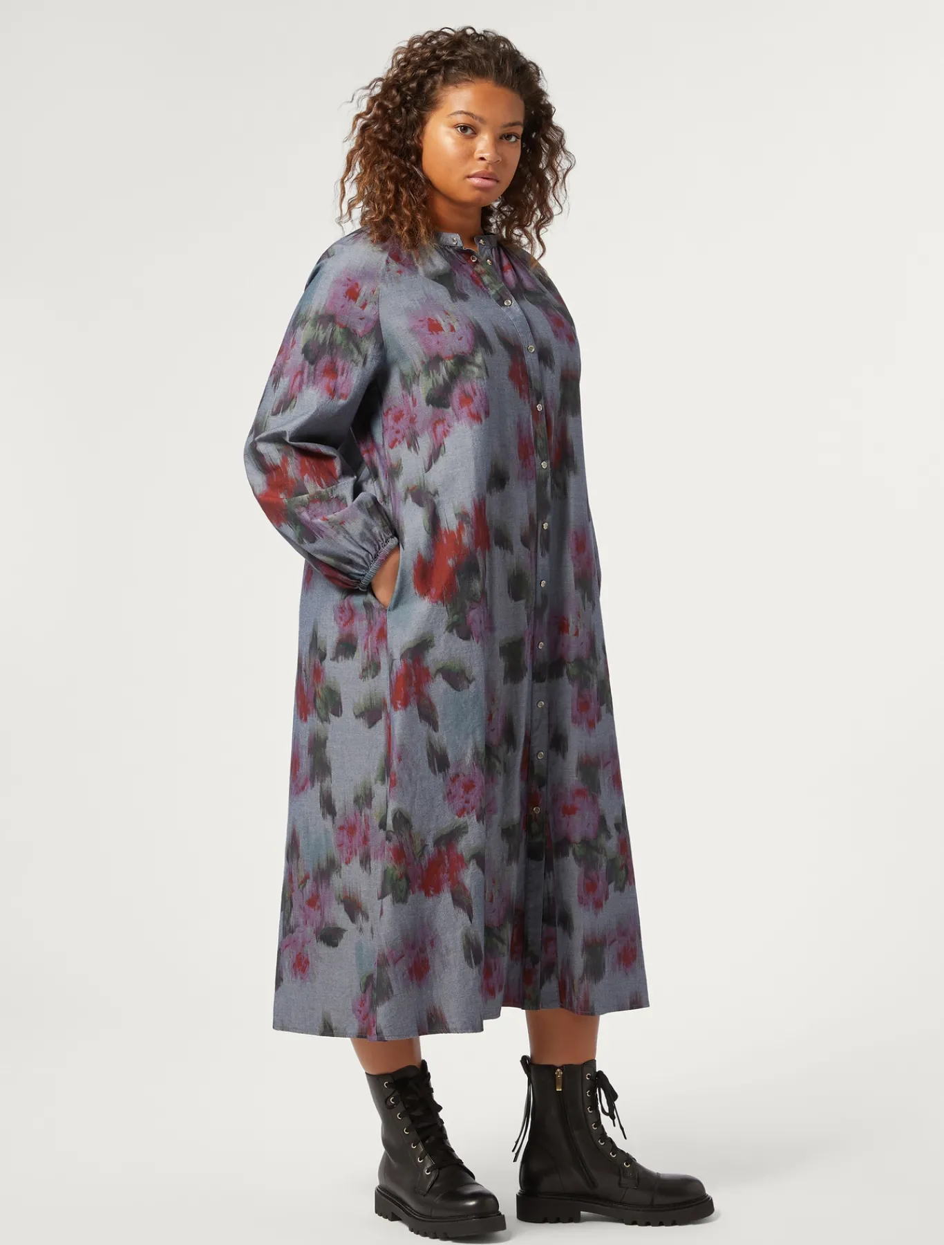 Marina Rinaldi Abiti | Abiti*Abito lungo in denim chambray BLU