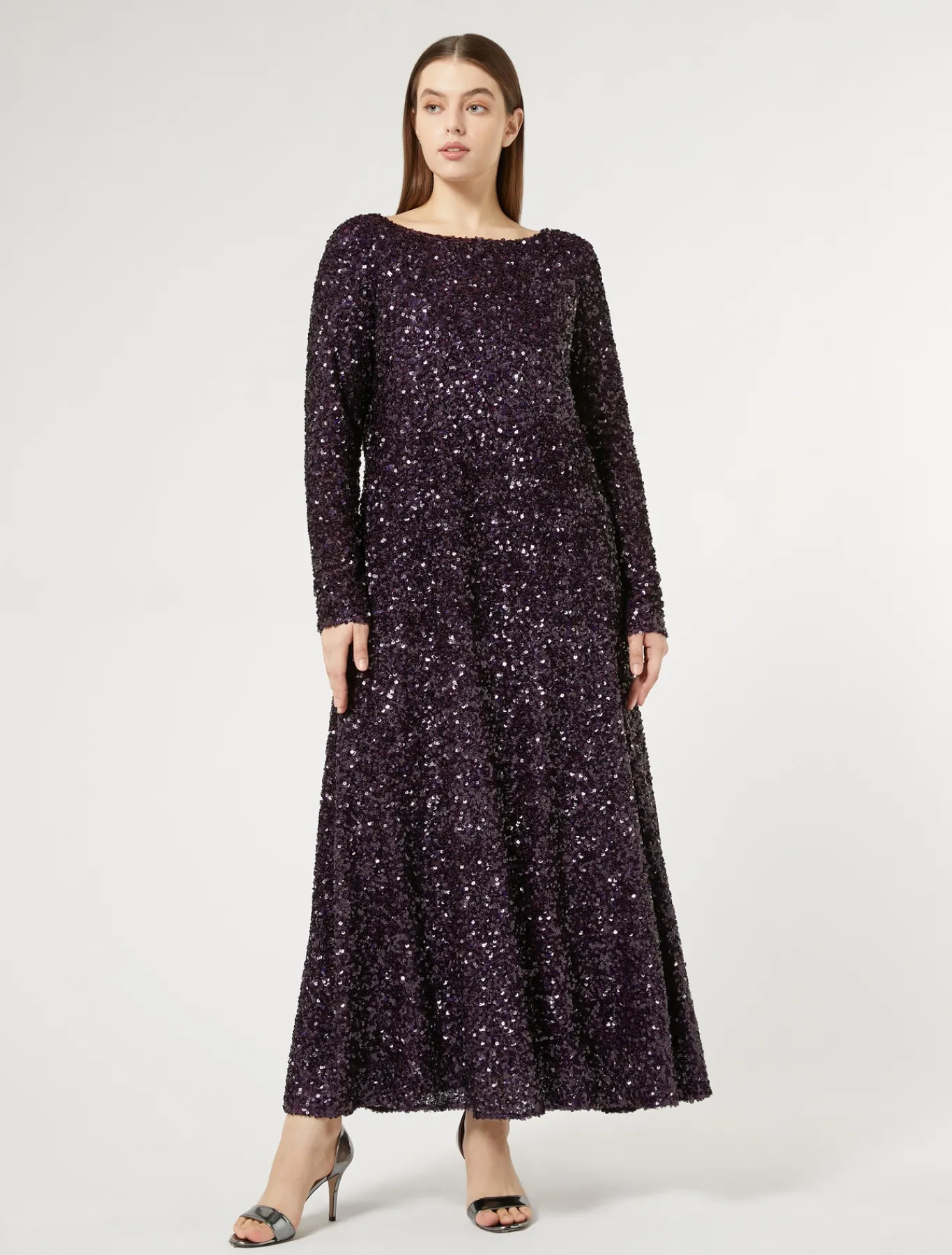 Marina Rinaldi Abiti | Abiti*Abito lungo in full paillettes BORDEAUX