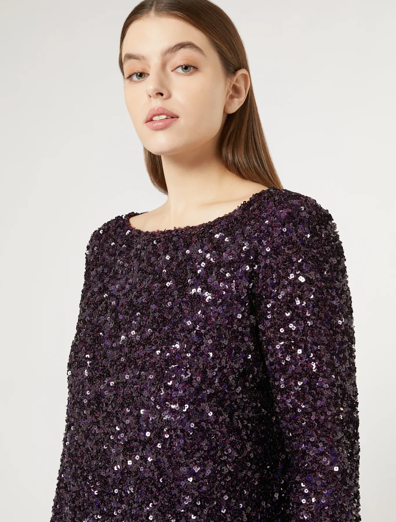 Marina Rinaldi Abiti | Abiti*Abito lungo in full paillettes BORDEAUX