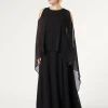 Marina Rinaldi Abiti | Abiti*Abito lungo in georgette di seta NERO