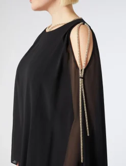Marina Rinaldi Abiti | Abiti*Abito lungo in georgette di seta NERO