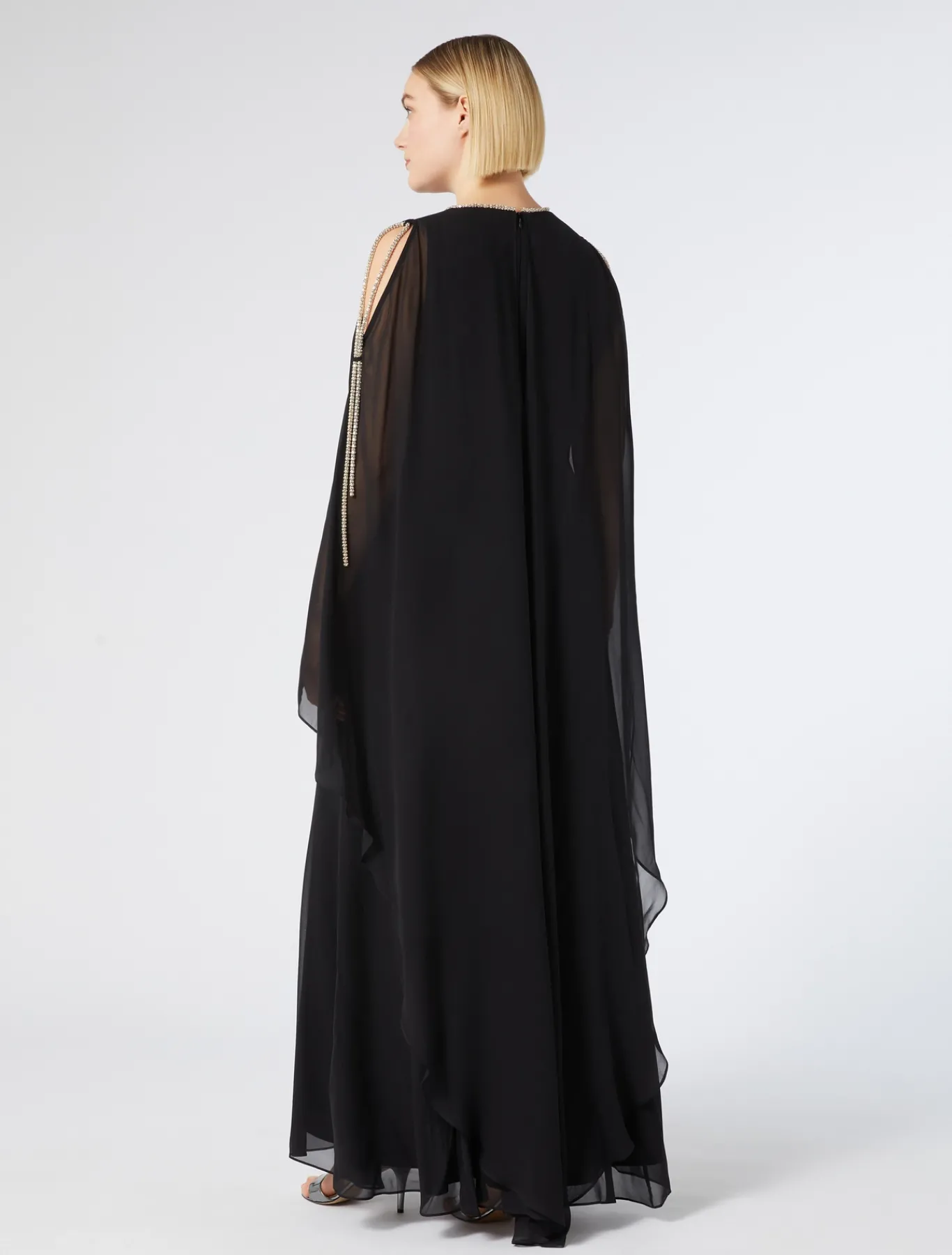 Marina Rinaldi Abiti | Abiti*Abito lungo in georgette di seta NERO