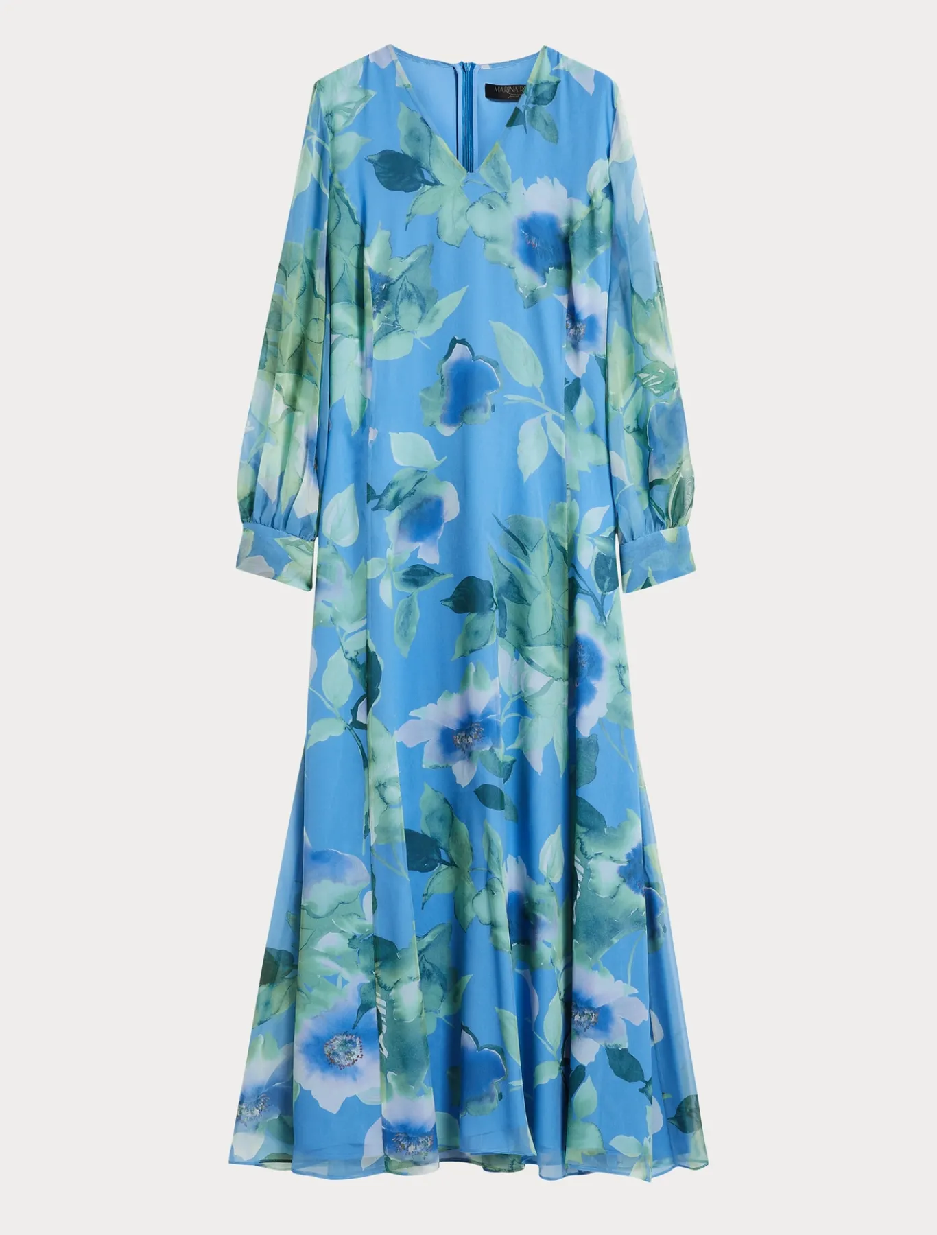 Marina Rinaldi Abiti | Abiti*Abito lungo in georgette di seta AZZURRO