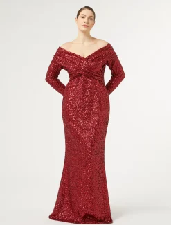 Marina Rinaldi Marina Rinaldi By Zuhair Murad*Abito lungo in paillettes ROSSO
