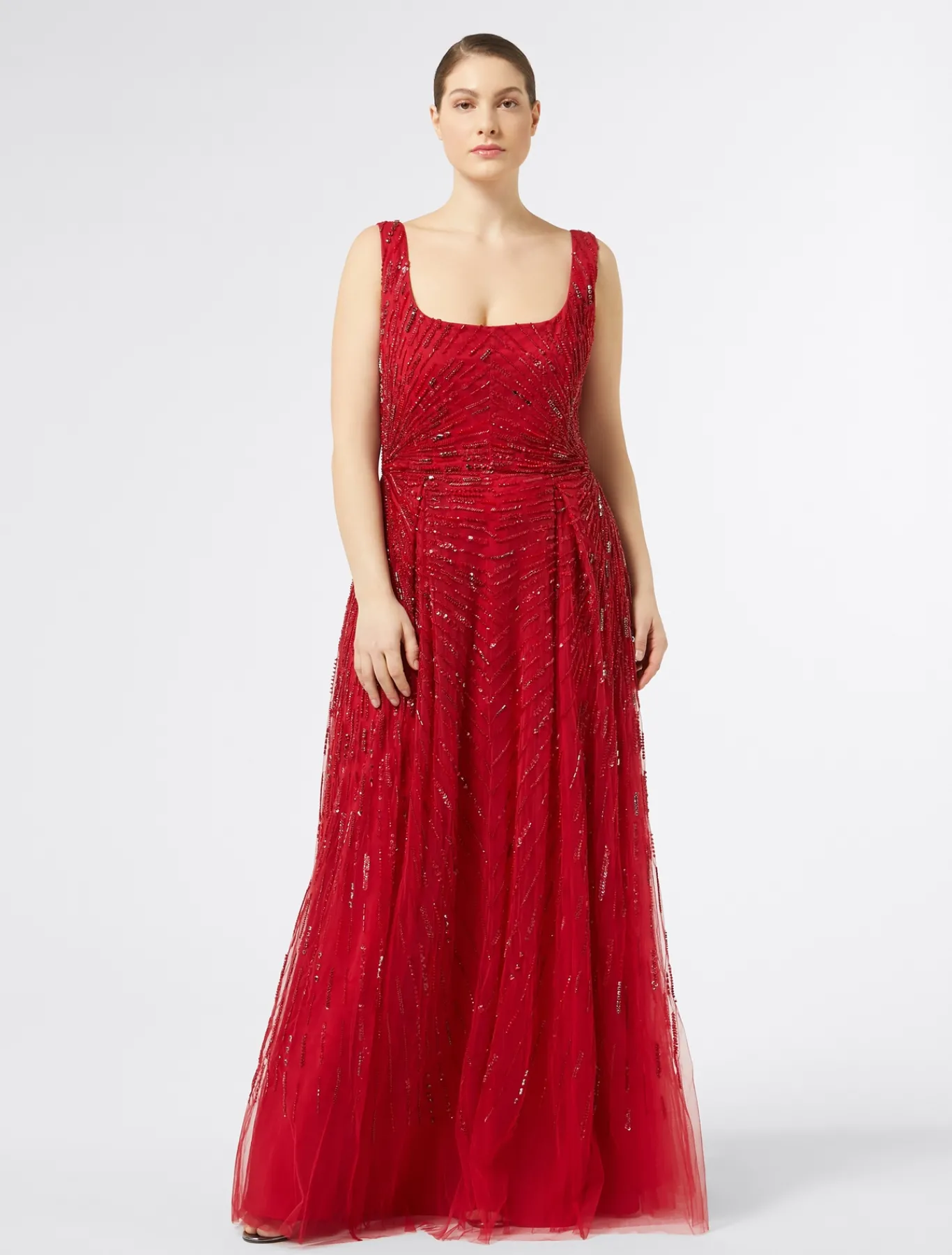 Marina Rinaldi Marina Rinaldi By Zuhair Murad*Abito lungo in tulle con ricamo ROSSO