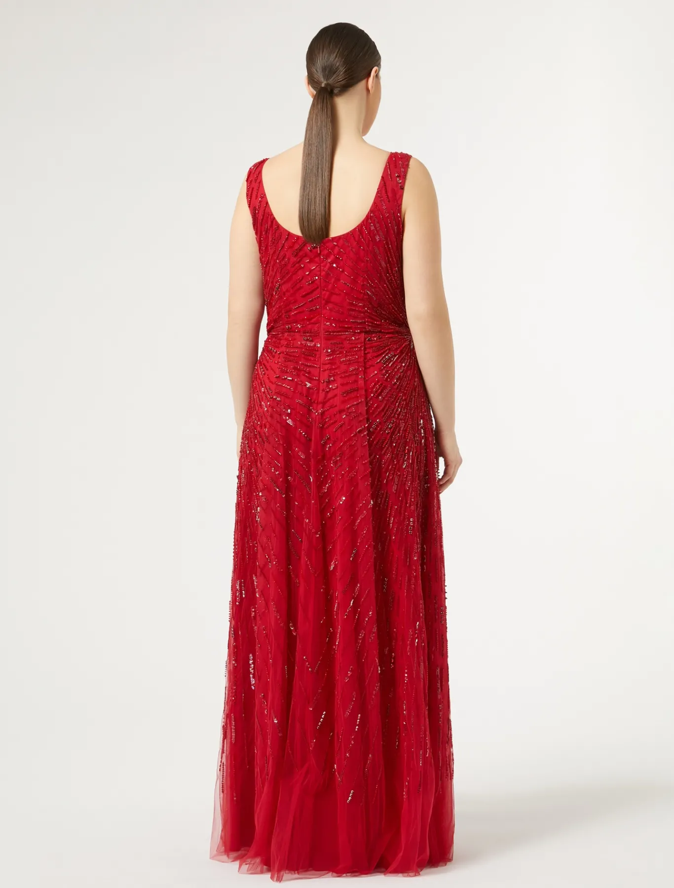 Marina Rinaldi Marina Rinaldi By Zuhair Murad*Abito lungo in tulle con ricamo ROSSO