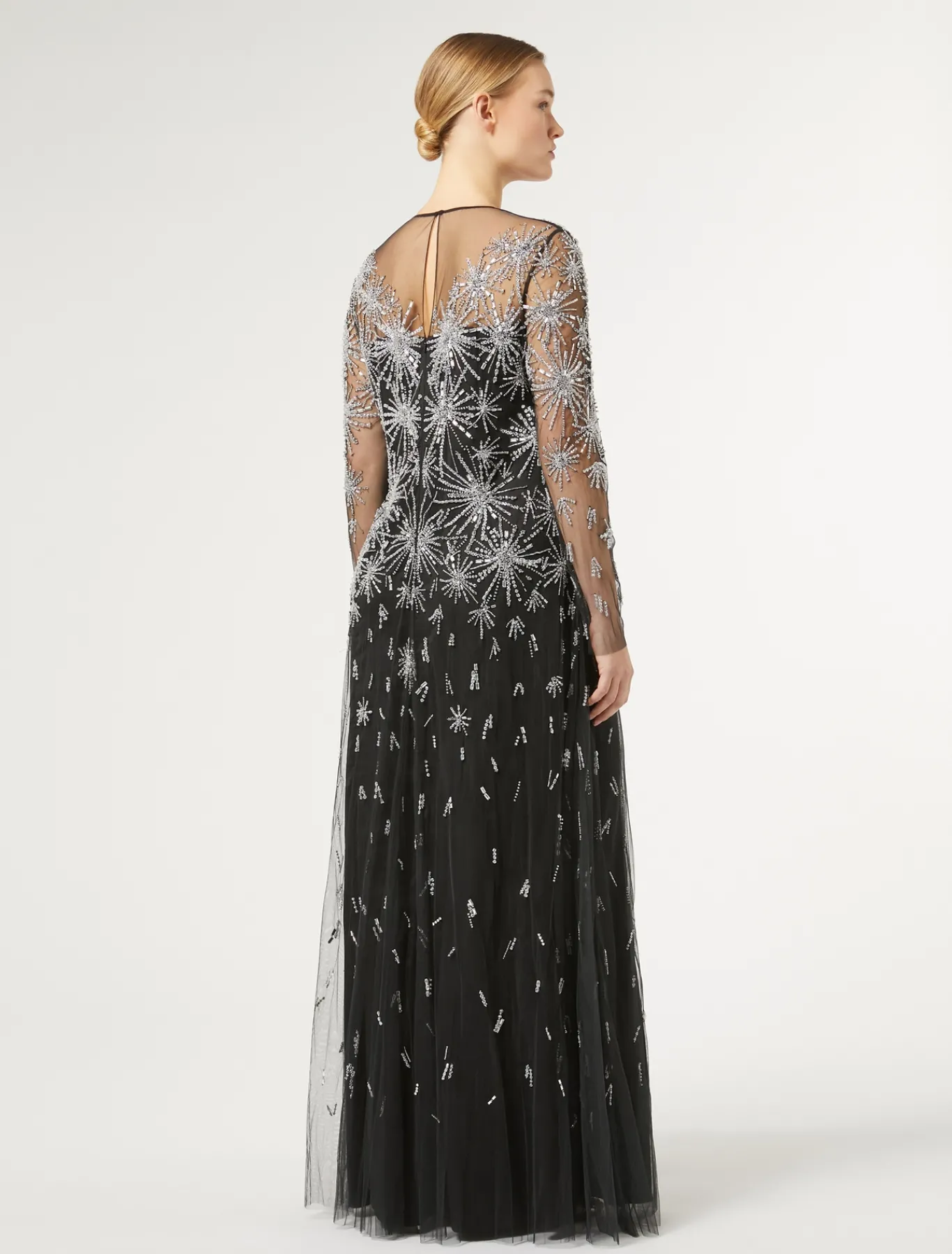 Marina Rinaldi Marina Rinaldi By Zuhair Murad*Abito lungo in tulle con ricamo NERO