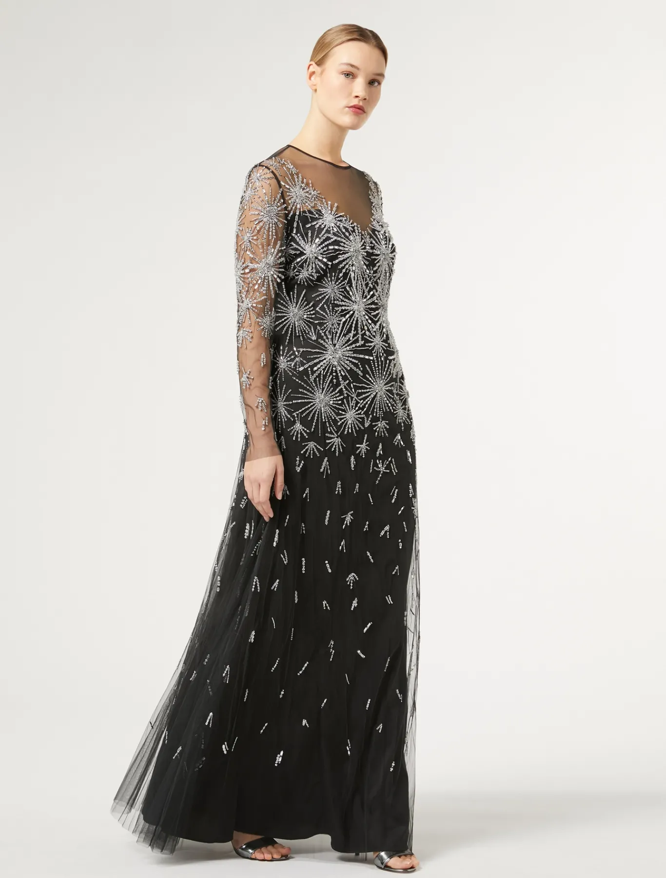 Marina Rinaldi Marina Rinaldi By Zuhair Murad*Abito lungo in tulle con ricamo NERO