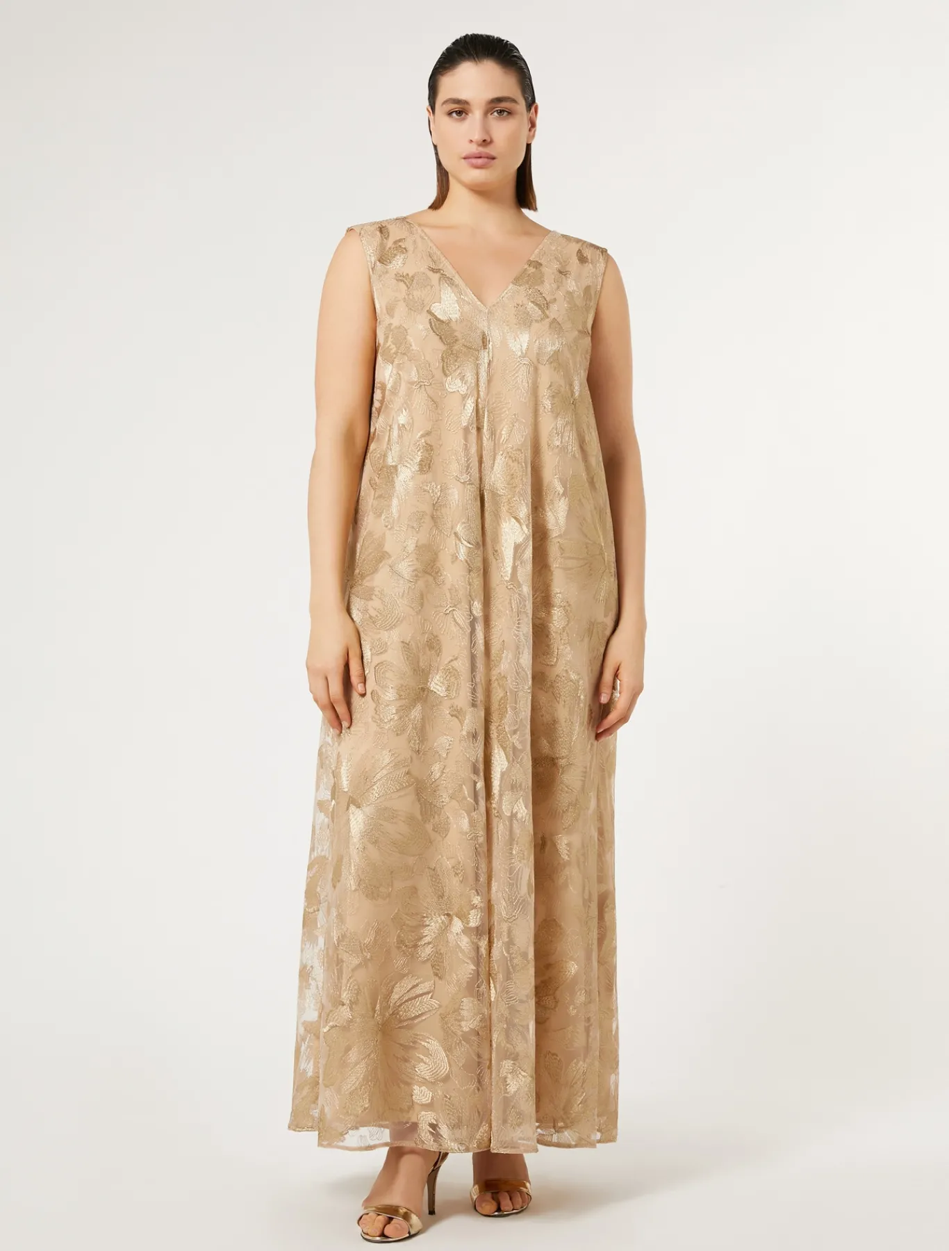 Marina Rinaldi Abiti | Collezione Elegante*Abito lungo in tulle ricamato OROCHIARO
