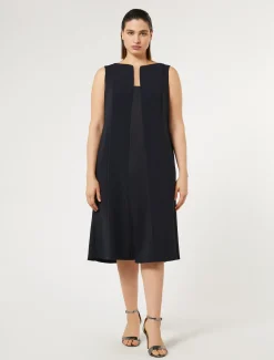 Marina Rinaldi Abiti | Abiti*Abito midi in crêpe triacetato BLUNOTTE