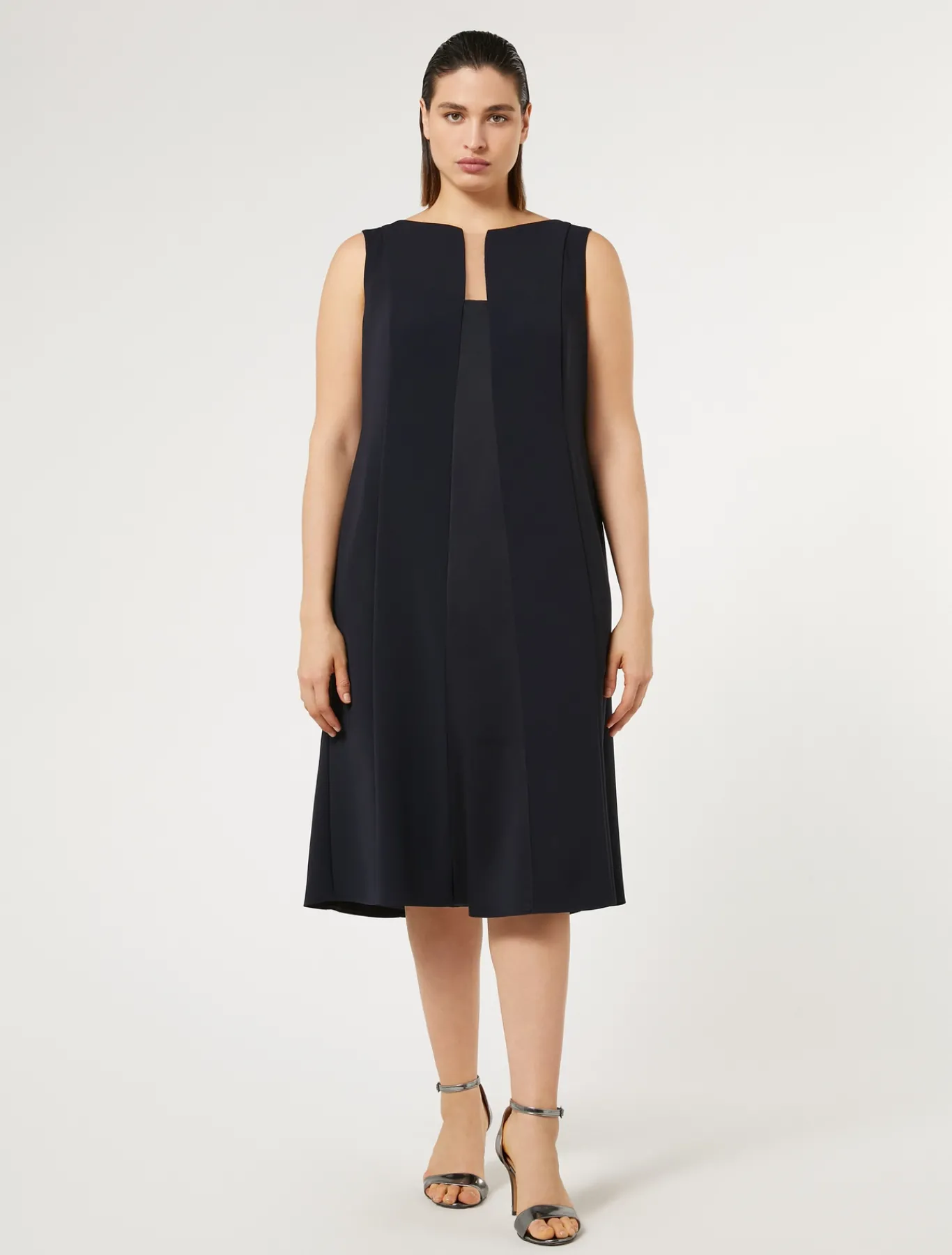 Marina Rinaldi Abiti | Abiti*Abito midi in crêpe triacetato BLUNOTTE