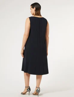 Marina Rinaldi Abiti | Abiti*Abito midi in crêpe triacetato BLUNOTTE