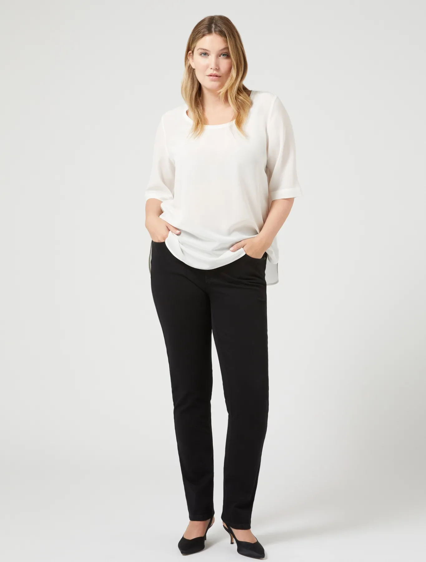 Marina Rinaldi Camicie & Bluse | Camicie & Bluse*Blusa in crêpe de Chine di seta BIANCO