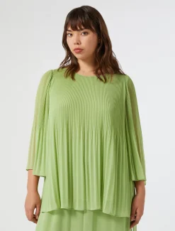 Marina Rinaldi Bluse | Camicie & Bluse*Blusa in georgette plissé VERDEOLIVA