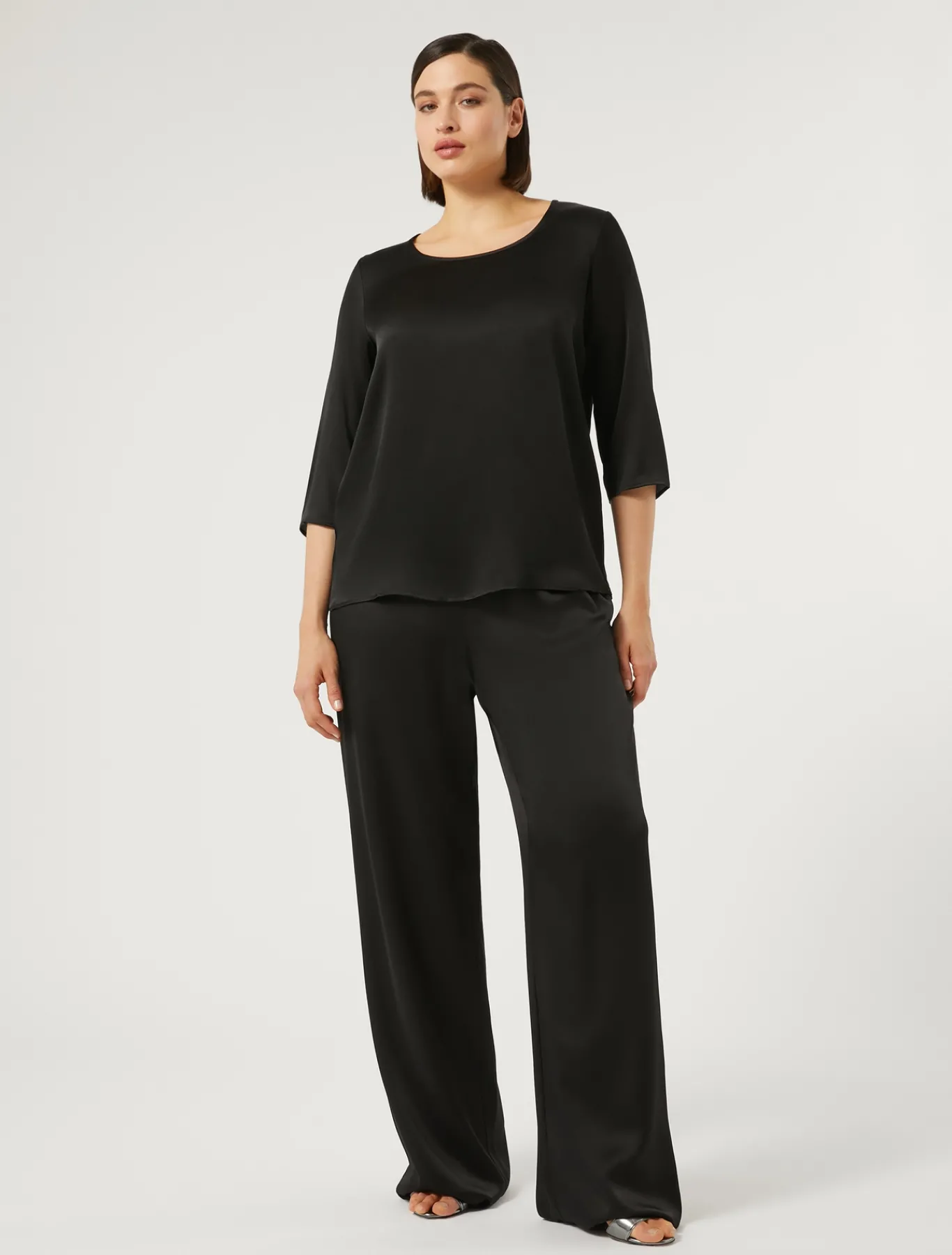 Marina Rinaldi Bluse | Camicie & Bluse*Blusa in misto seta NERO