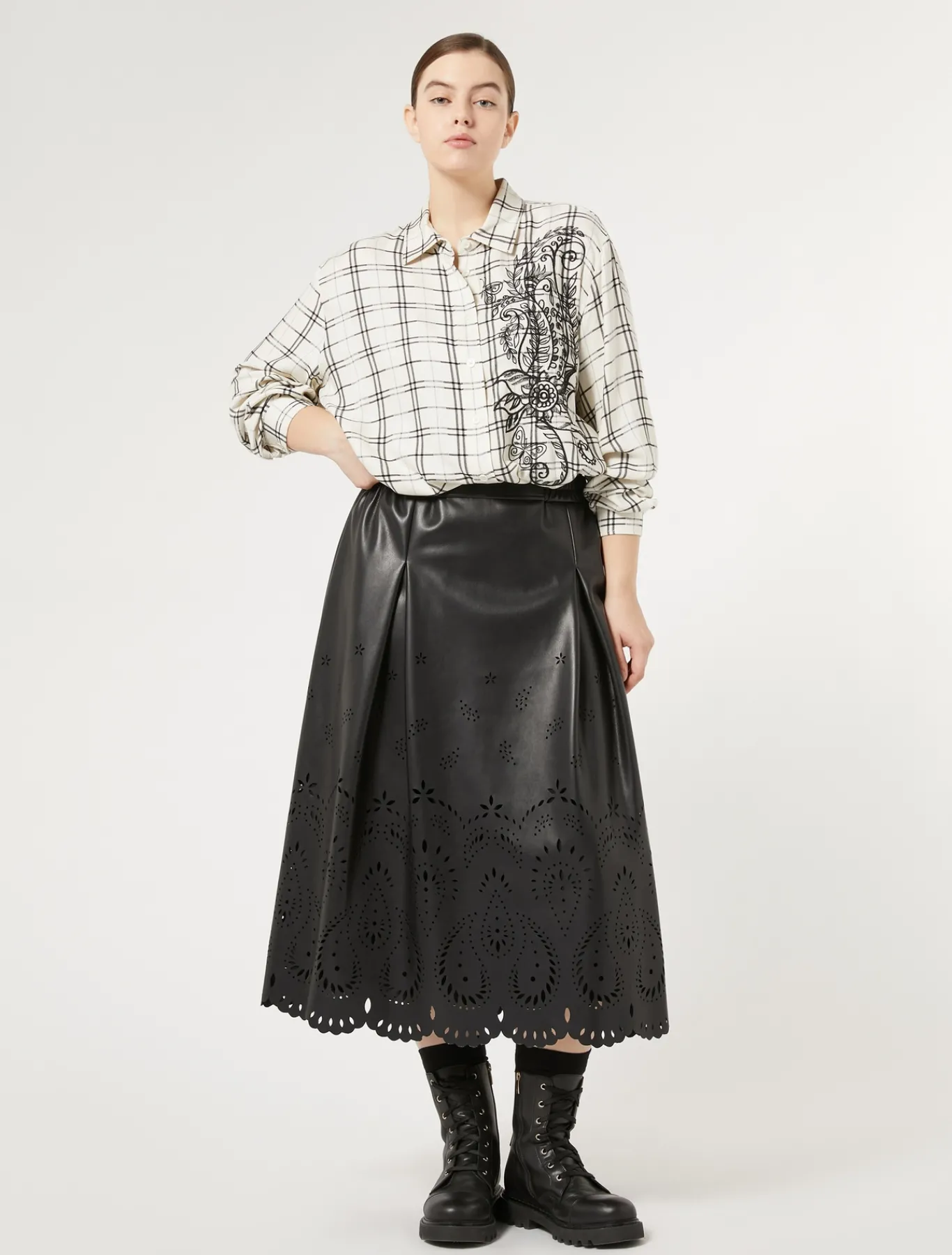 Marina Rinaldi Camicie & Bluse | Camicie & Bluse*Camicia check con ricamo AVORIO